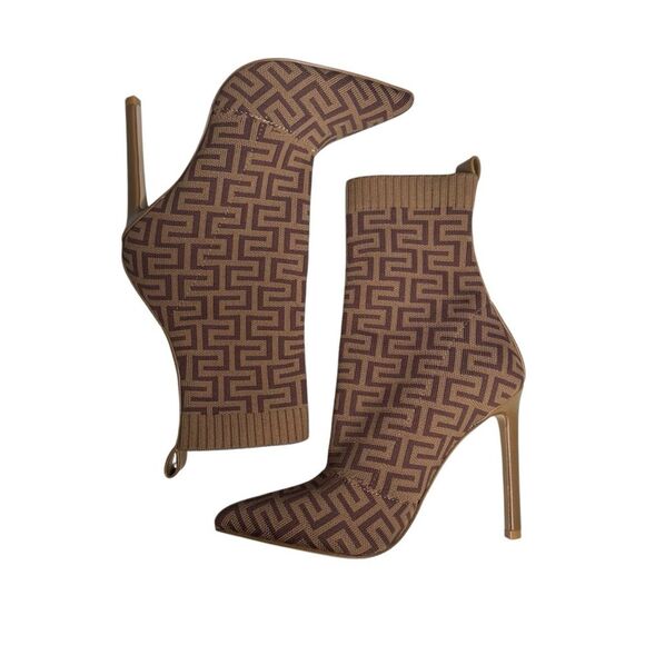 Steve Madden Diani Women's Brown Sock Heeled Calf Boots Size 6 - Picture 4 of 9